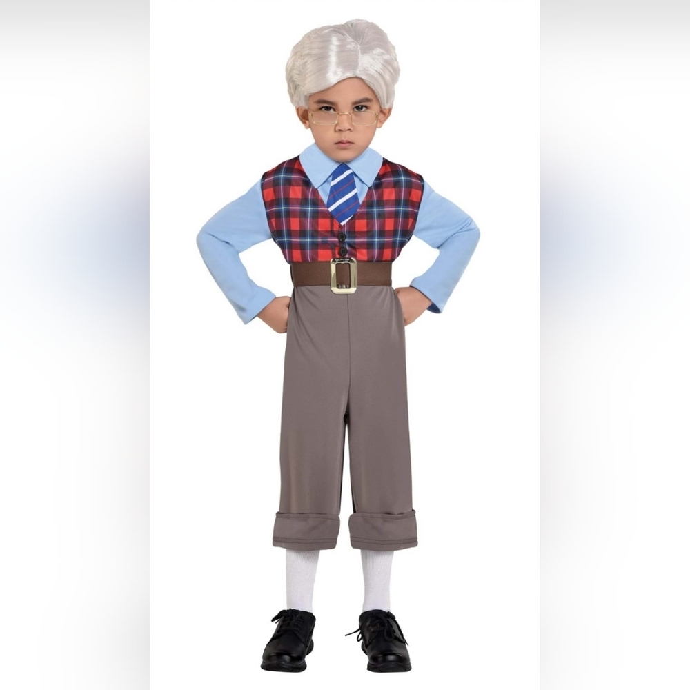 Old Man Costume 100 Days Of School Boys Size Small 4-6 Medium 8-10 NEW